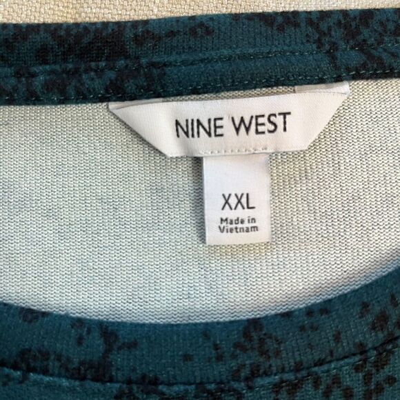 NINE WEST XXL DARK GREEN Black Snake Long Puff Balloon Sleeve Sweater Dress - Picture 9 of 13